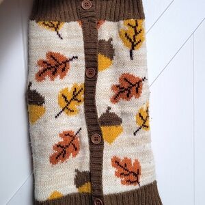 Brown and Cream Acorn Leaf Sweater Vest